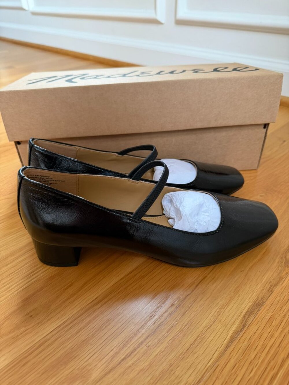 NWT | Madewell SOLD OUT The Greta Pump in Crinkled Patent Leather Black Size 9.5 - Picture 11 of 11